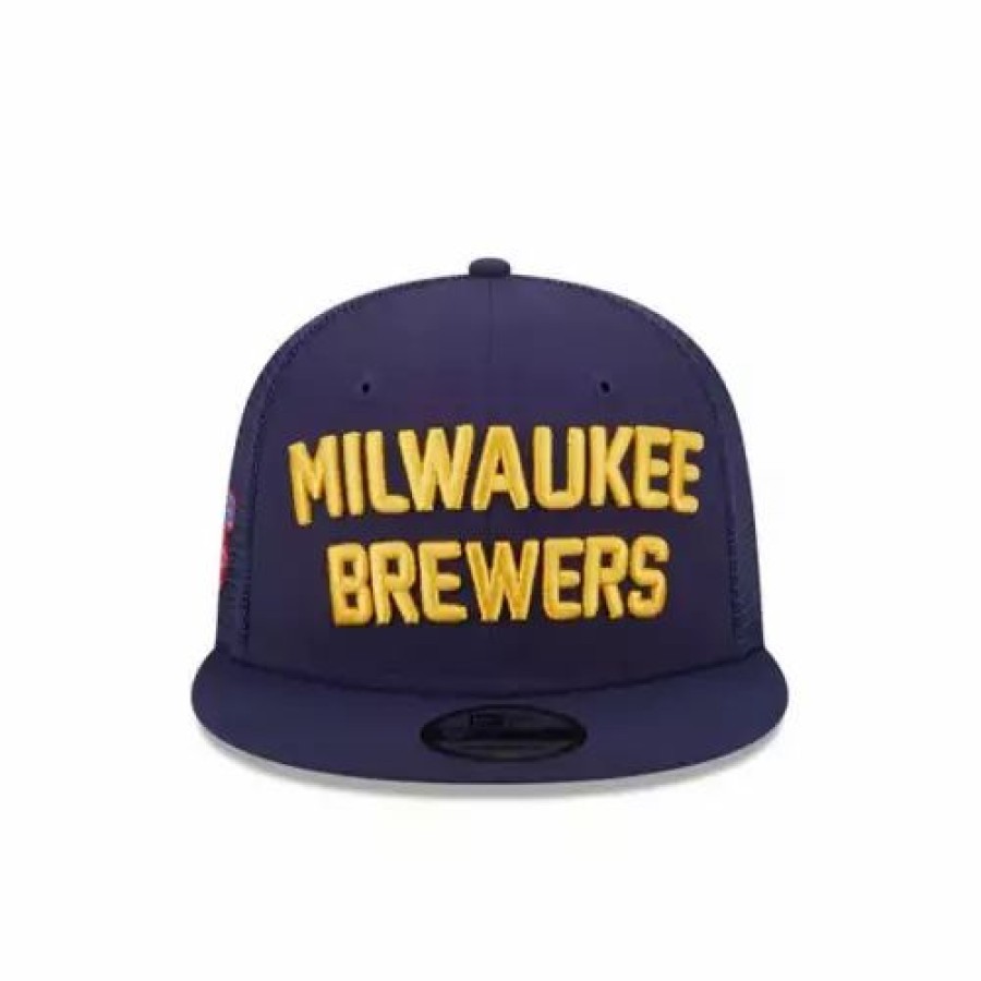 * New Era Milwaukee Brewers Retro Stack 9Fifty Snapback Hat Navy Mlb Hats & Caps