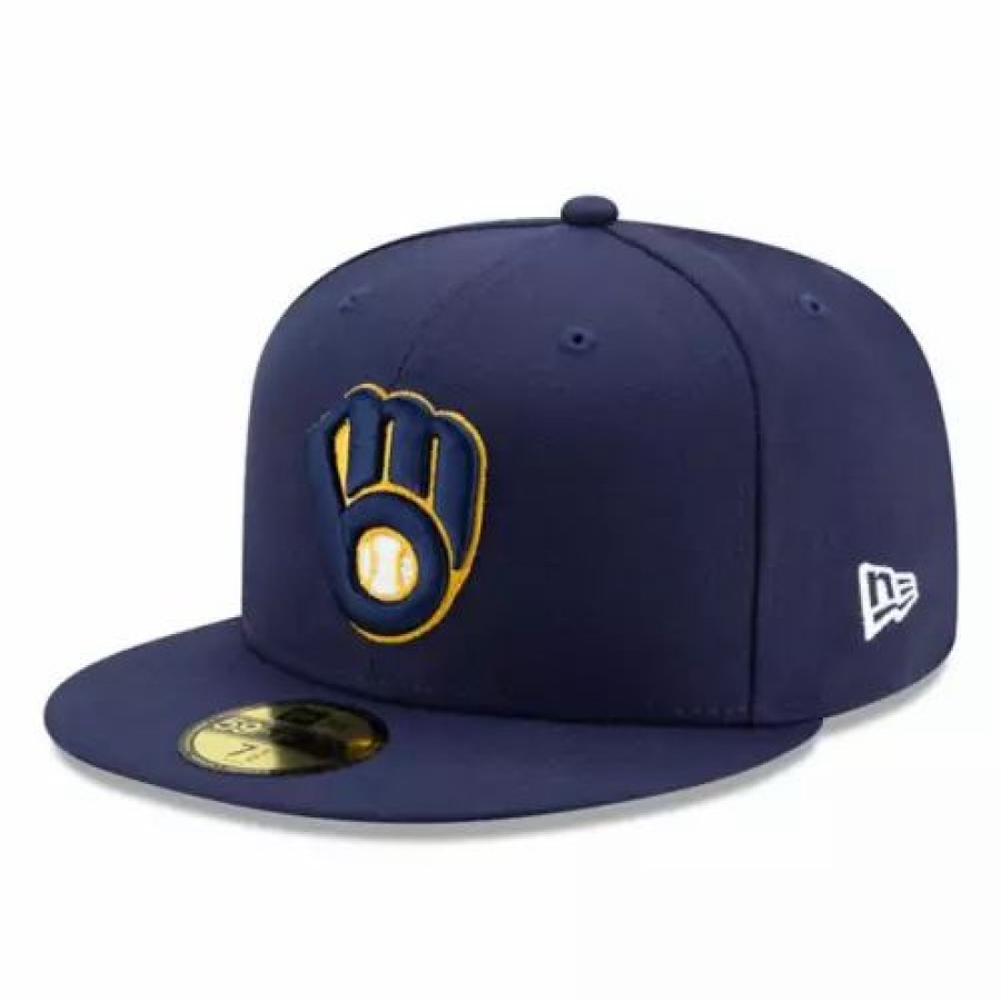 * New Era Milwaukee Brewers Authentic Collection Onfield 59Fifty Fitted Hat Navy Mlb Hats & Caps