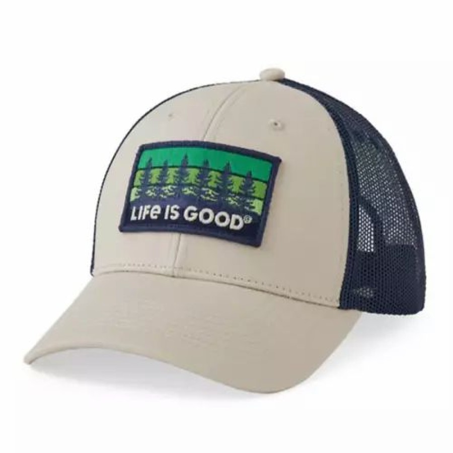 * Men'S Life Is Good Tree Patch Hard Mesh Back Snapback Hat Bone Hats & Caps