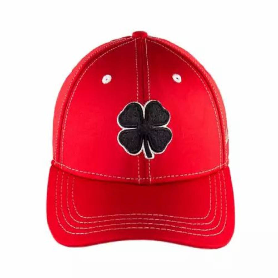 * Adult Black Clover Premium Clover 29 Golf Flexfit Hat Red Hats & Caps