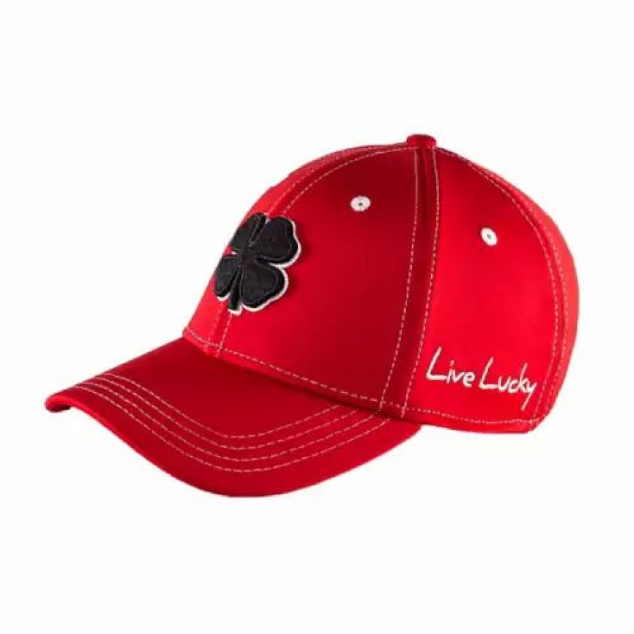 * Adult Black Clover Premium Clover 29 Golf Flexfit Hat Red Hats & Caps