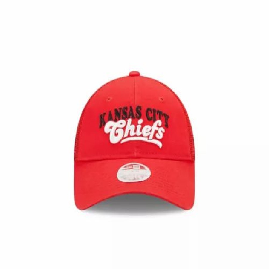 * New Era Women'S Kansas City Chiefs Team Trucker 9Forty Adjustable Hat Red Nfl Hats & Caps