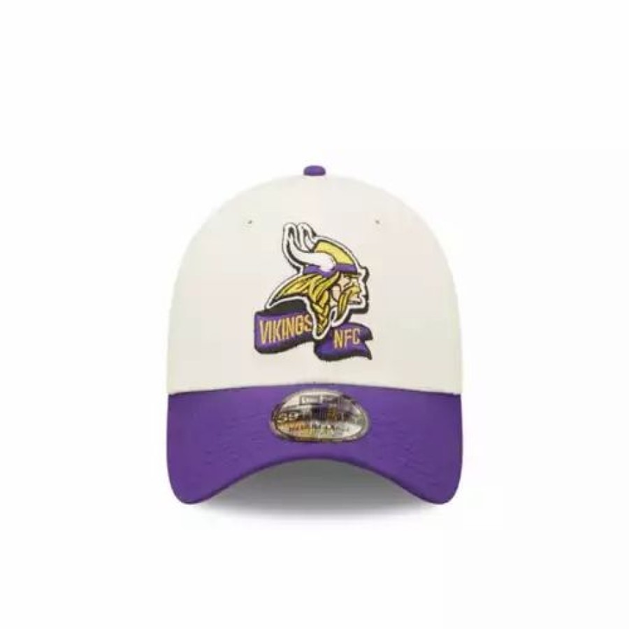 * New Era Minnesota Vikings 2022 Sideline 39Thirty Stretch Fit Hat Cream Nfl Hats & Caps