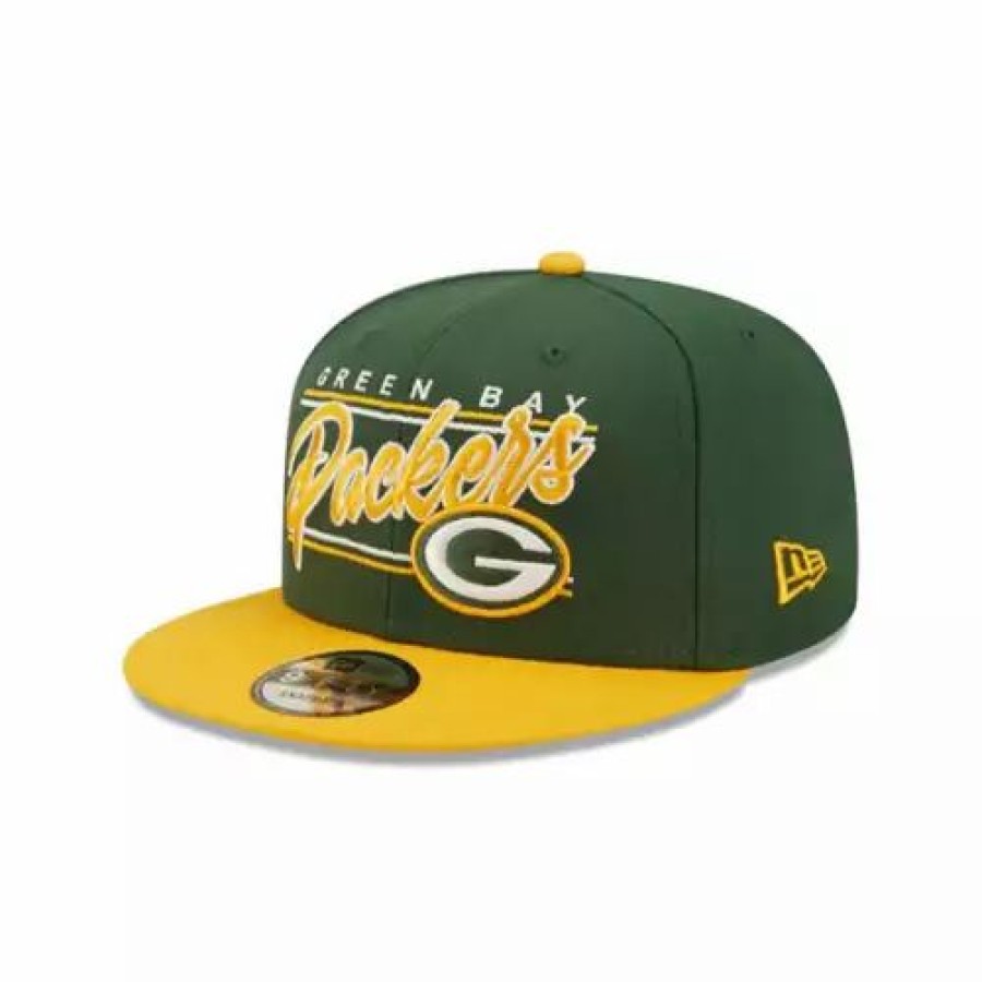 * New Era Bay Packers Team Script 9Fifty Snapback Hat Green Nfl Hats & Caps