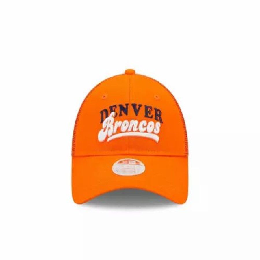 * New Era Women'S Denver Broncos Team Trucker 9Forty Adjustable Hat Orange Nfl Hats & Caps