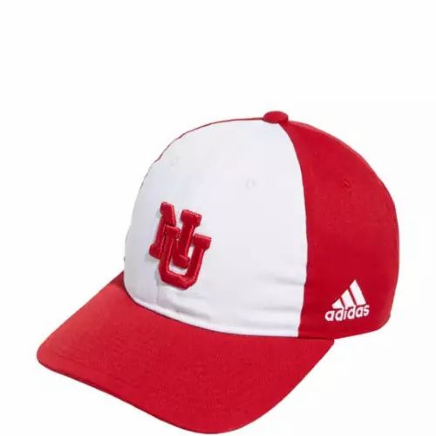 * Adidas Nebraska Cornhuskers Colorblock Slouch Hat White/Red College Hats & Caps