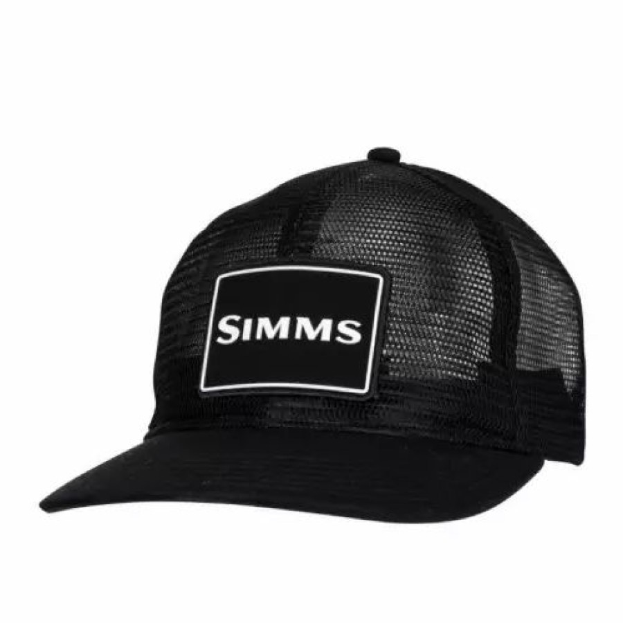 * Men'S Simms Mesh All-Over Trucker Snapback Hat Black Hats & Caps