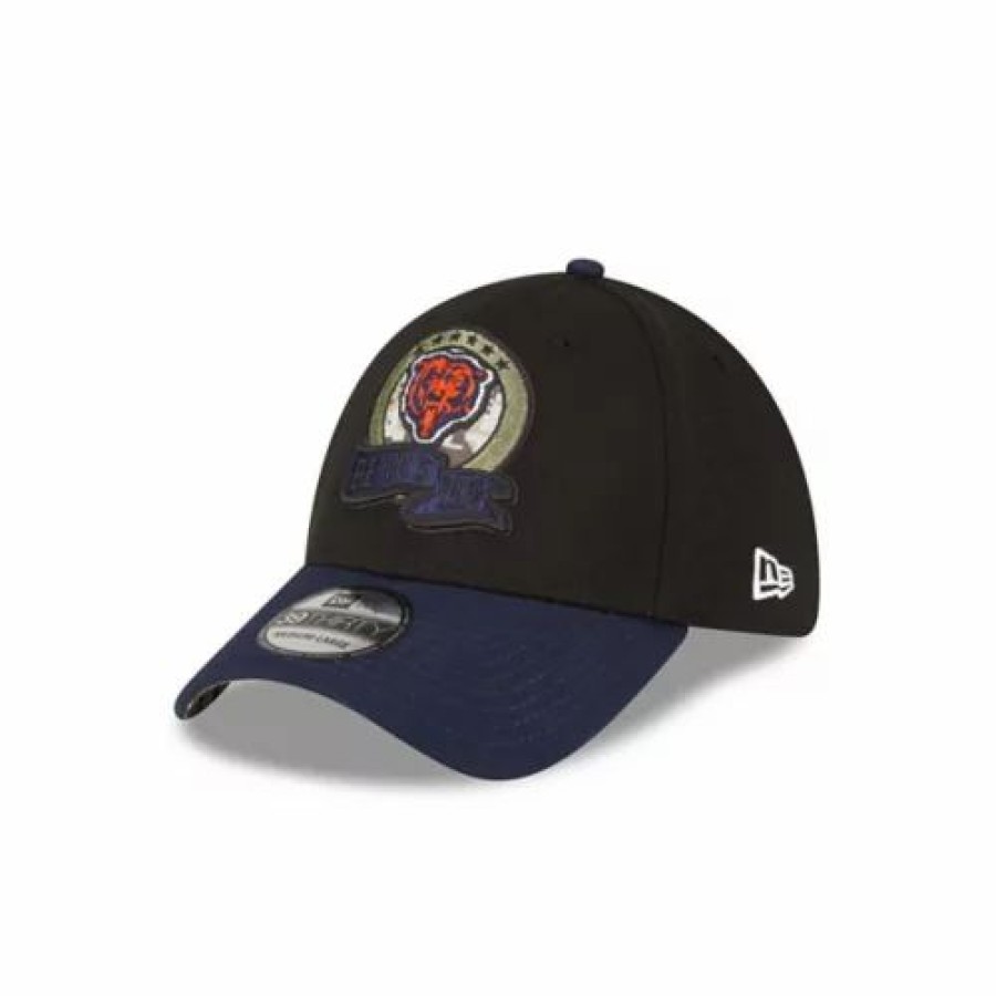 * New Era Chicago Bears 2022 Salute To Service 39Thirty Stretch Fit Hat Black Nfl Hats & Caps