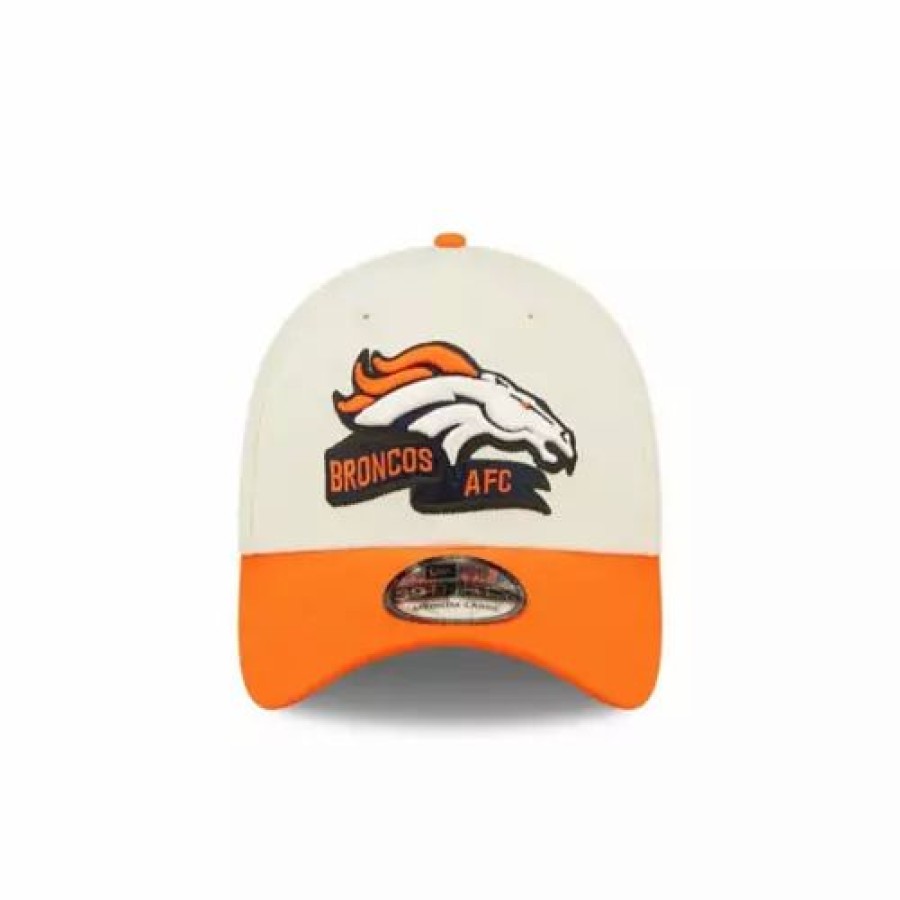 * New Era Denver Broncos 2022 Sideline 39Thirty Stretch Fit Hat Cream Nfl Hats & Caps