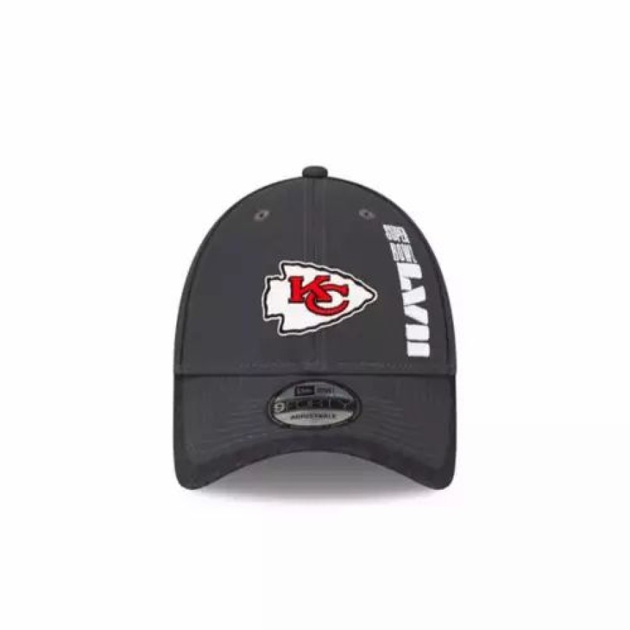 * New Era Kansas City Chiefs Super Bowl Lvii Opening Night 9Forty Adjustable Hat Charcoal Nfl Hats & Caps