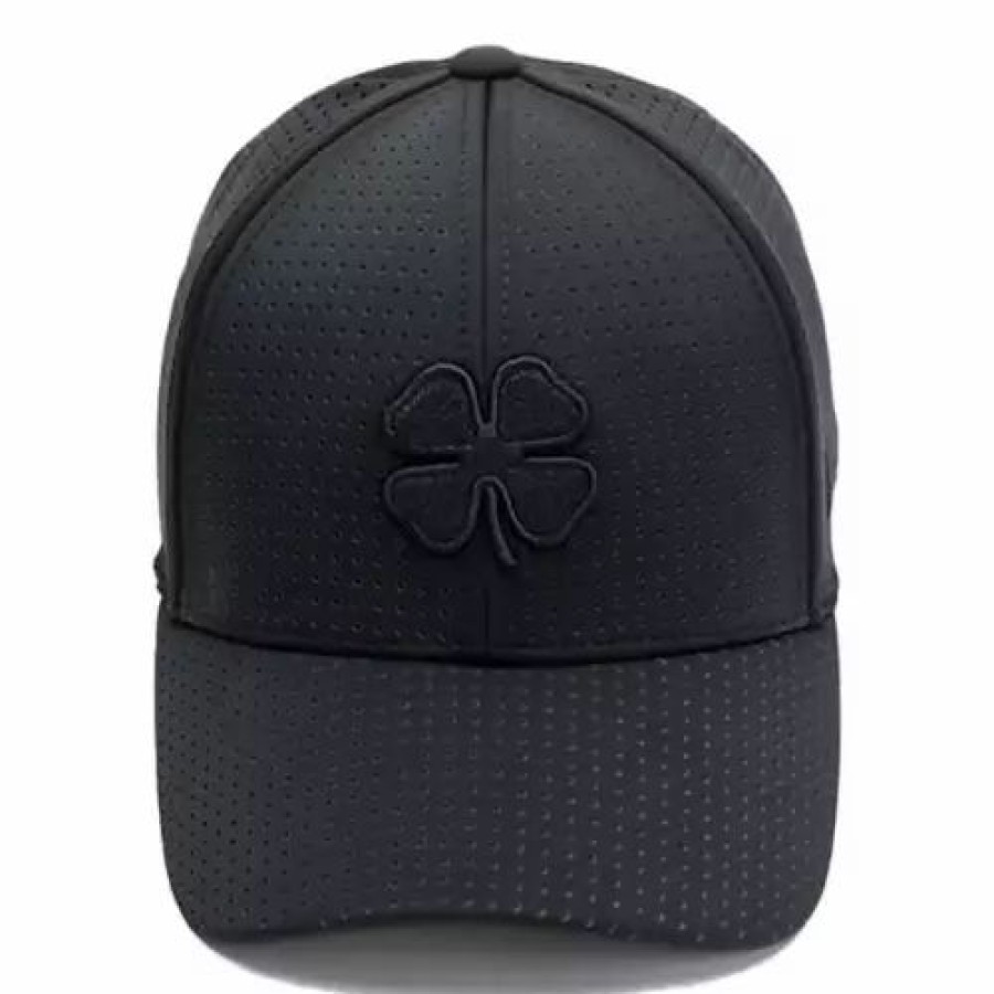 * Adult Clover Perf 2 Golf Flexfit Hat Black Hats & Caps