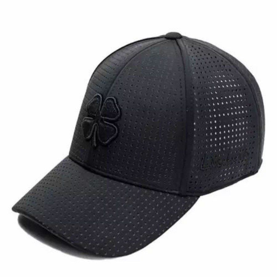 * Adult Clover Perf 2 Golf Flexfit Hat Black Hats & Caps