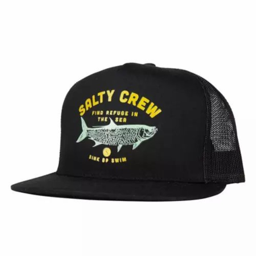 * Men'S Salty Crew Tarpoon Trucker Snapback Hat Black Hats & Caps