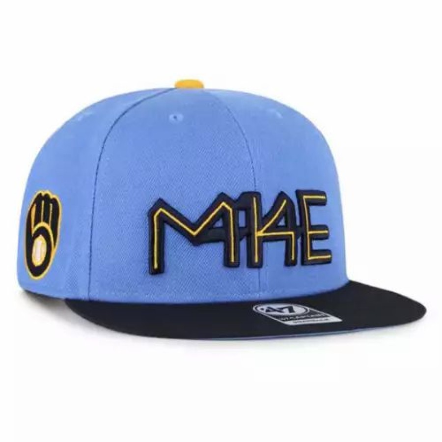 * 47 Brand 47 Brand Milwaukee Brewers City Connect Captain Hat Light Blue Mlb Hats & Caps