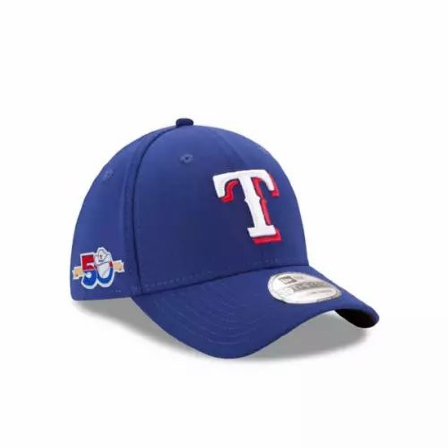 * New Era Texas Rangers 50Th Anniversary 39Thirty Stretch Fit Hat Royal Mlb Hats & Caps