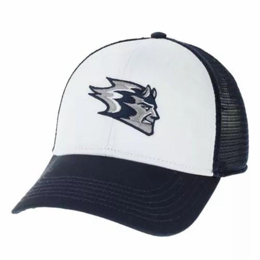 * Legacy Uw-Stout Blue Devils Low Row Hat White/Navy College Hats & Caps