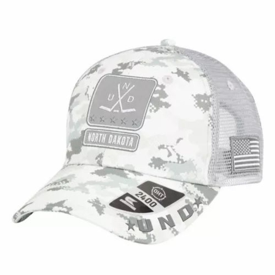 * Colosseum North Dakota Fighting Hawks Operation Hat Trick American Hero Hat White College Hats & Caps