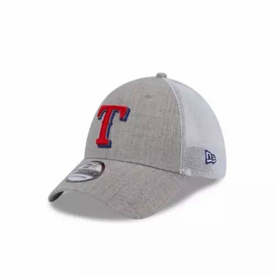 * New Era Texas Rangers Heather 39Thirty Flex Fit Hat Grey Heather Mlb Hats & Caps