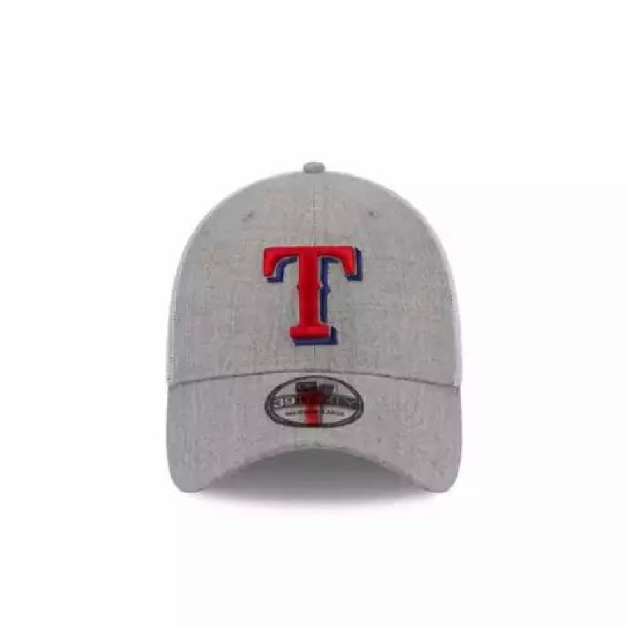 * New Era Texas Rangers Heather 39Thirty Flex Fit Hat Grey Heather Mlb Hats & Caps