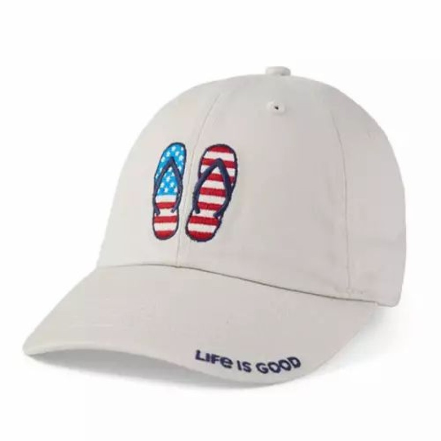 * Women'S Life Is Good Americana Flip Flops Adjustable Hat Bone Hats & Caps