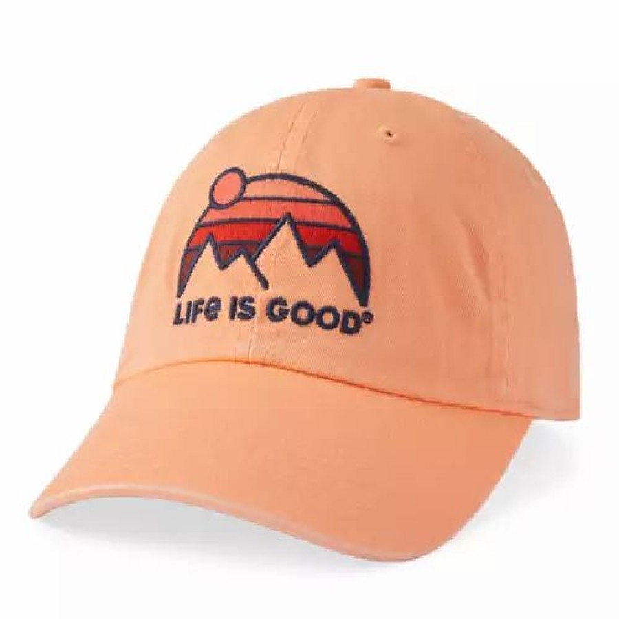 * Women'S Life Is Good Retro Mountains Chill Adjustable Hat Canyon Orange Hats & Caps