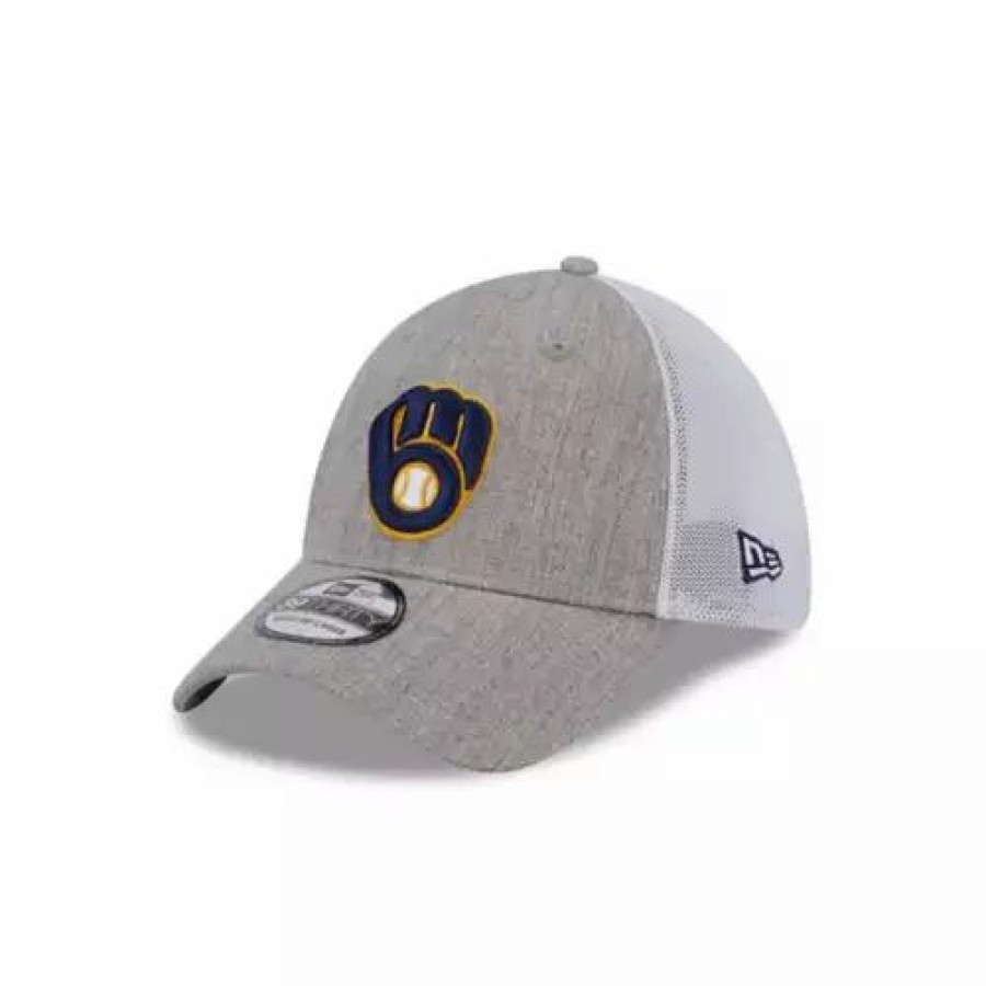 * New Era Milwaukee Brewers Heather 39Thirty Flex Fit Hat Grey Heather Mlb Hats & Caps