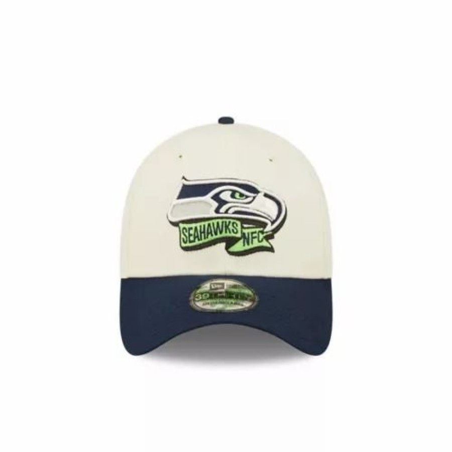 * New Era Seattle Seahawks 2022 Sideline 39Thirty Stretch Fit Hat Cream Nfl Hats & Caps