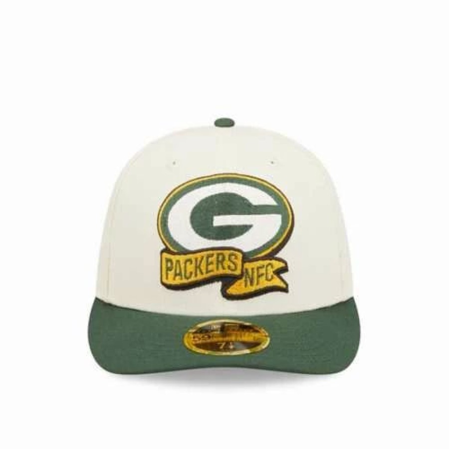 * New Era Green Bay Packers 2022 Sideline Low Profile 59Fifty Fitted Hat Cream Nfl Hats & Caps