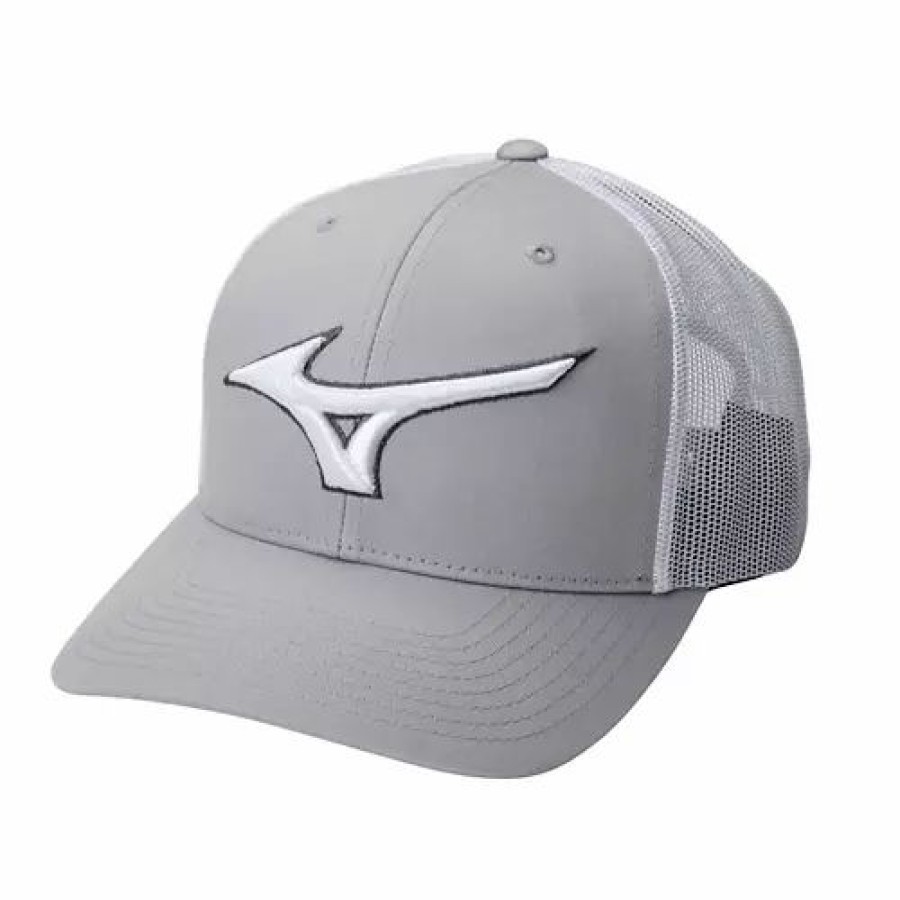 * Men'S Mizuno Diamond Trucker Snapback Hat Grey/White Hats & Caps