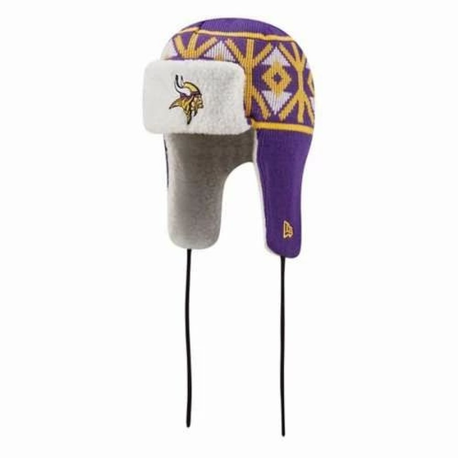 * New Era Minnesota Vikings Knit Trapper Hat Purple Nfl Hats & Caps