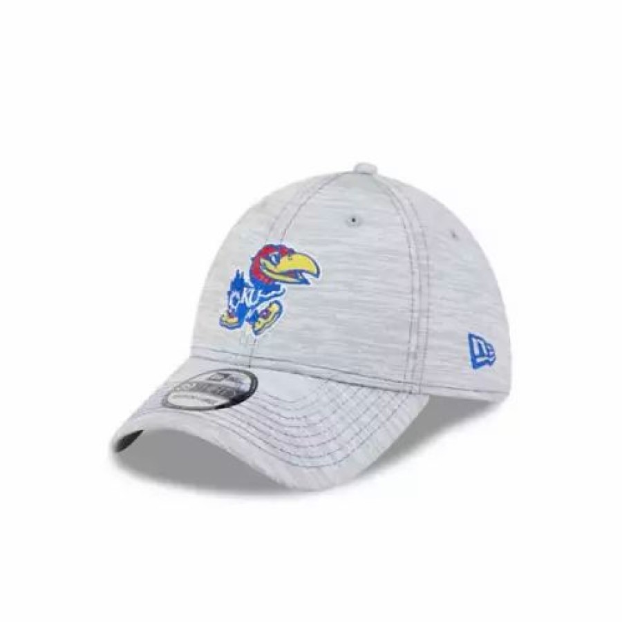 * New Era Kids' Kansas Jayhawks Speed 39Thirty Flex Fit Hat Heather Grey College Hats & Caps