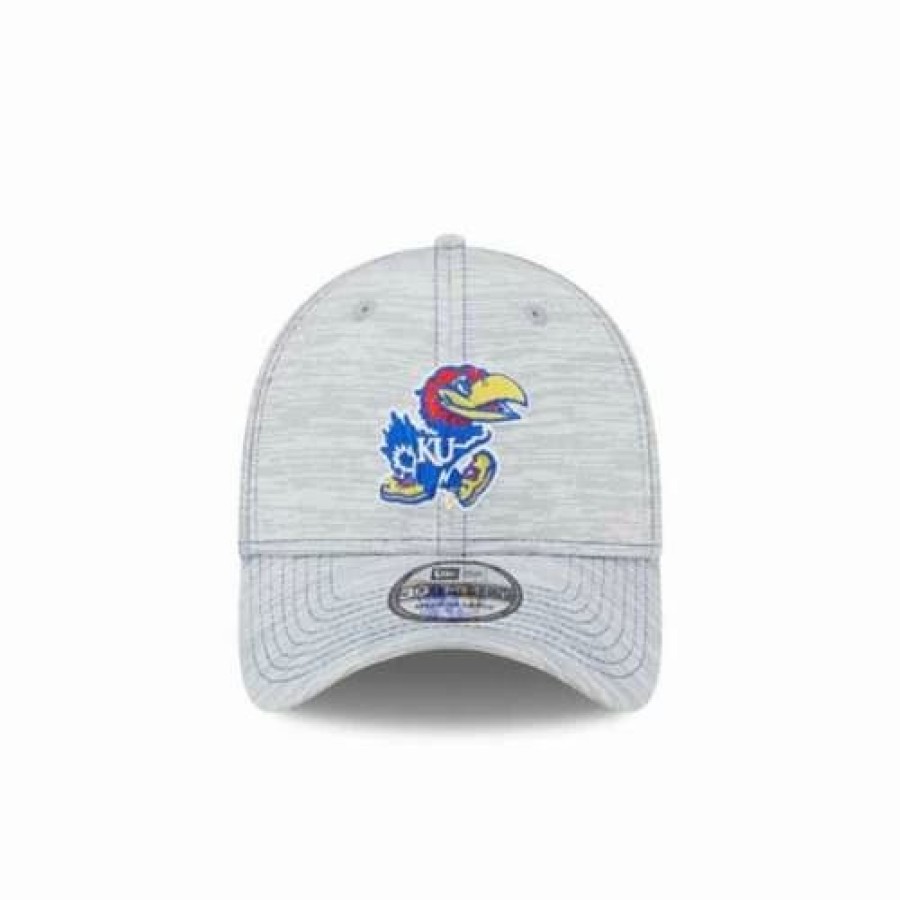 * New Era Kids' Kansas Jayhawks Speed 39Thirty Flex Fit Hat Heather Grey College Hats & Caps