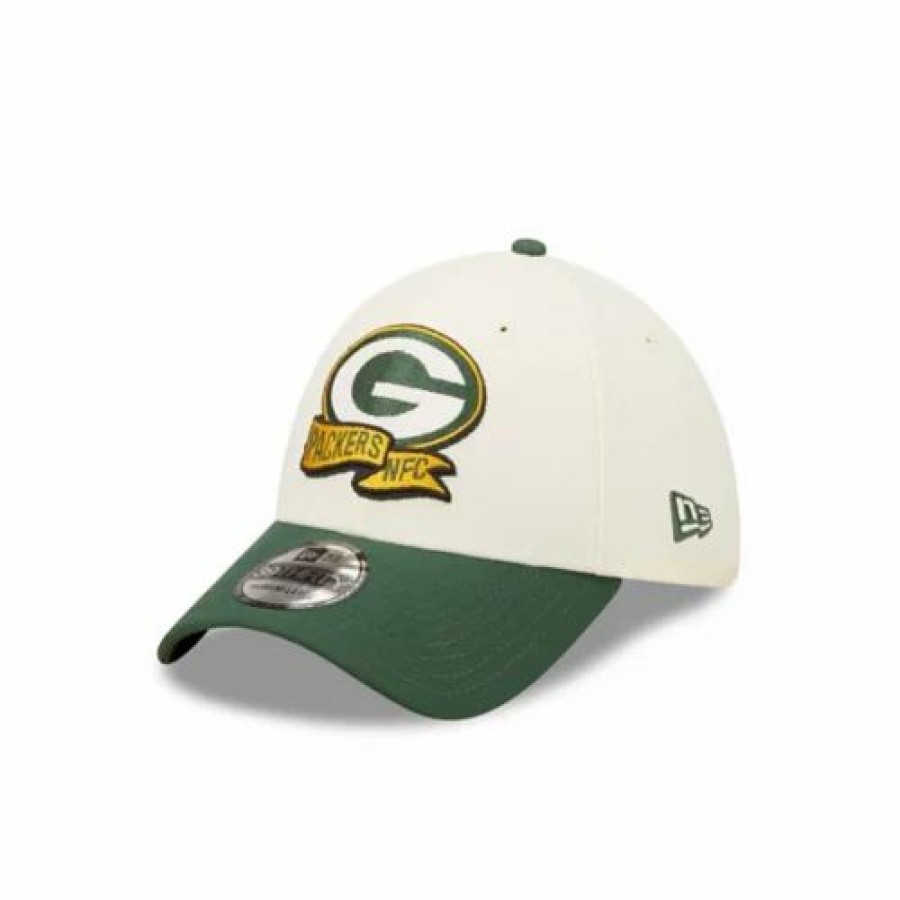 * New Era Green Bay Packers 2022 Sideline 39Thirty Stretch Fit Hat Cream Nfl Hats & Caps