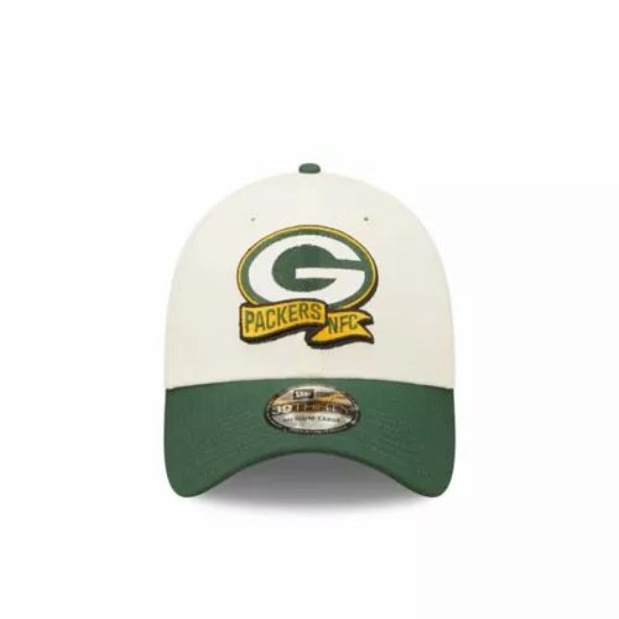 * New Era Green Bay Packers 2022 Sideline 39Thirty Stretch Fit Hat Cream Nfl Hats & Caps