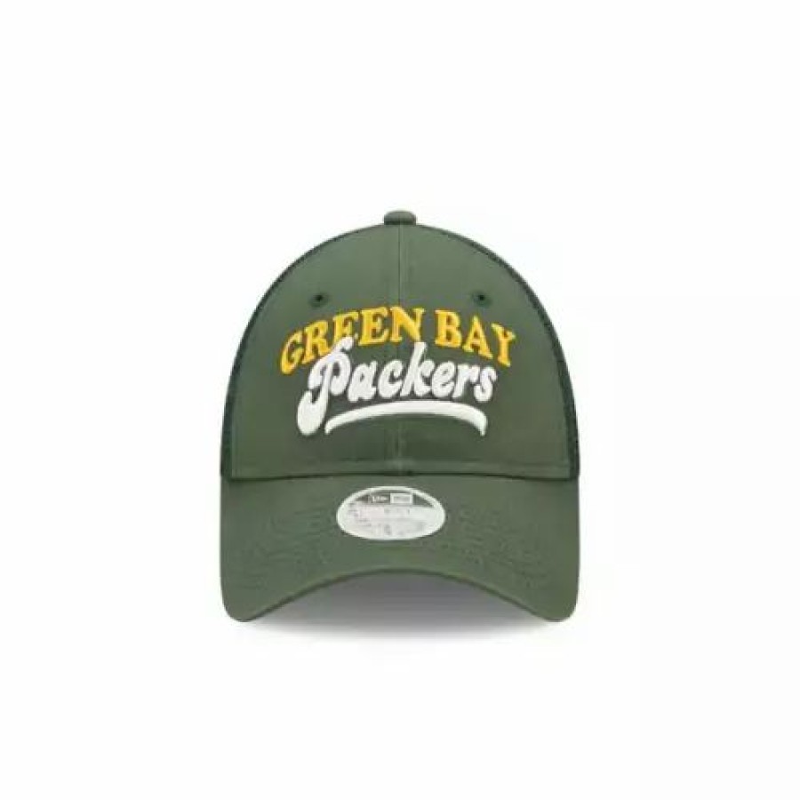 * New Era Women'S Bay Packers Team Trucker 9Forty Adjustable Hat Green Nfl Hats & Caps