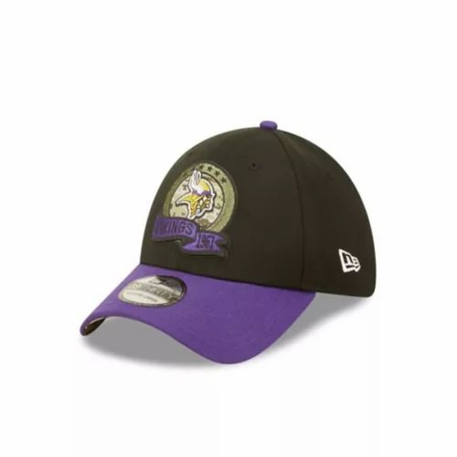 * New Era Minnesota Vikings 2022 Salute To Service 39Thirty Stretch Fit Hat Black Nfl Hats & Caps