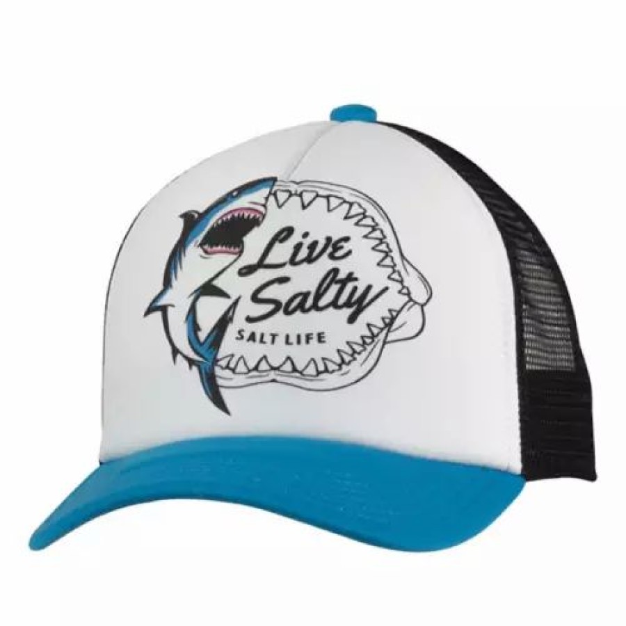 * Boys' Salt Life Shark Bite Snapback Hat Malibu Blue Hats & Caps