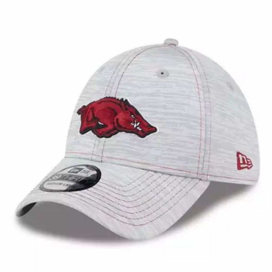 * New Era Arkansas Razorbacks 3930 Speed Hat Silver College Hats & Caps