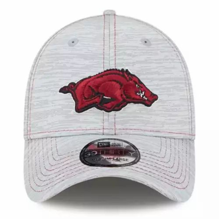 * New Era Arkansas Razorbacks 3930 Speed Hat Silver College Hats & Caps