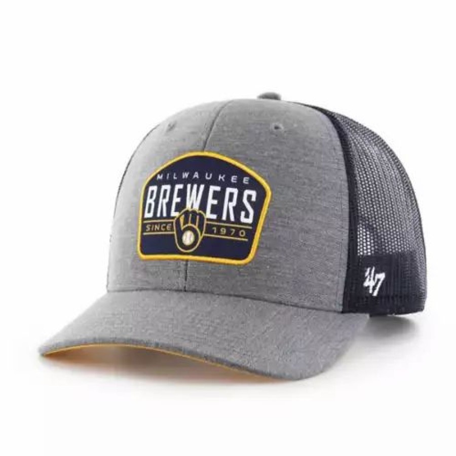 * 47 Brand 47 Brand Milwaukee Brewers Trucker Slate Hat Charcoal Mlb Hats & Caps