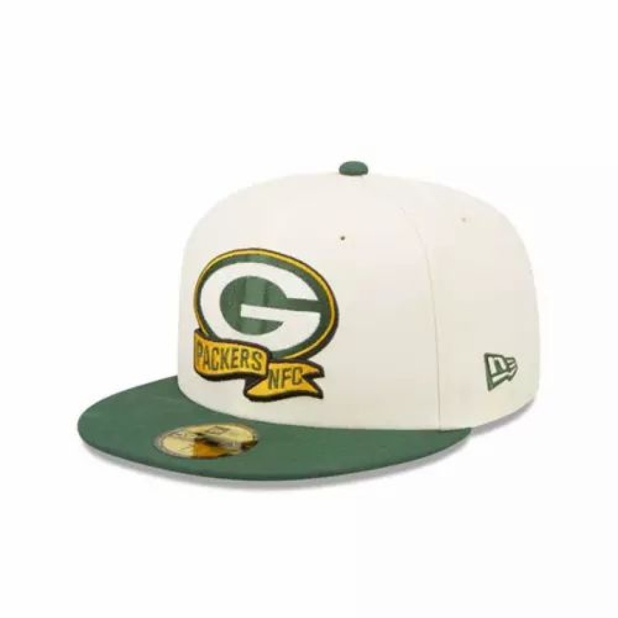 * New Era Green Bay Packers 2022 Sideline 59Fifty Fitted Hat Cream Nfl Hats & Caps