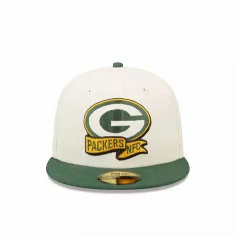 * New Era Green Bay Packers 2022 Sideline 59Fifty Fitted Hat Cream Nfl Hats & Caps