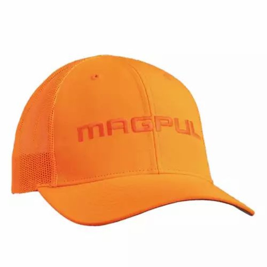 * Adult Magpul Wordmark Blaze Orange Trucker Snapback Hat Hats & Caps