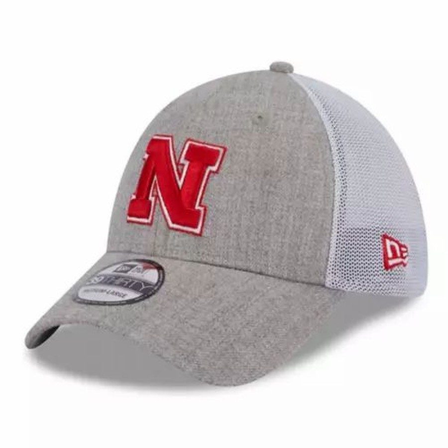 * New Era Nebraska Cornhuskers Heather 3930 Hat Heather Grey College Hats & Caps