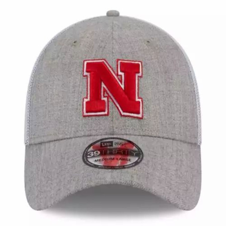 * New Era Nebraska Cornhuskers Heather 3930 Hat Heather Grey College Hats & Caps