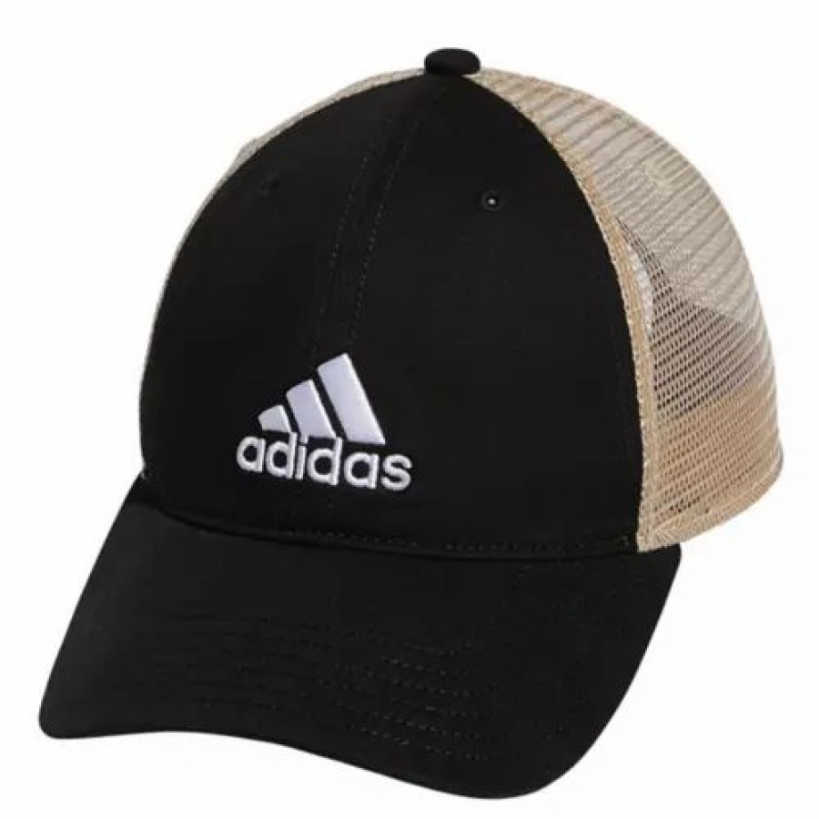 * Men'S Adidas Relaxed Mesh Snapback Hat Black/White/Khaki Hats & Caps