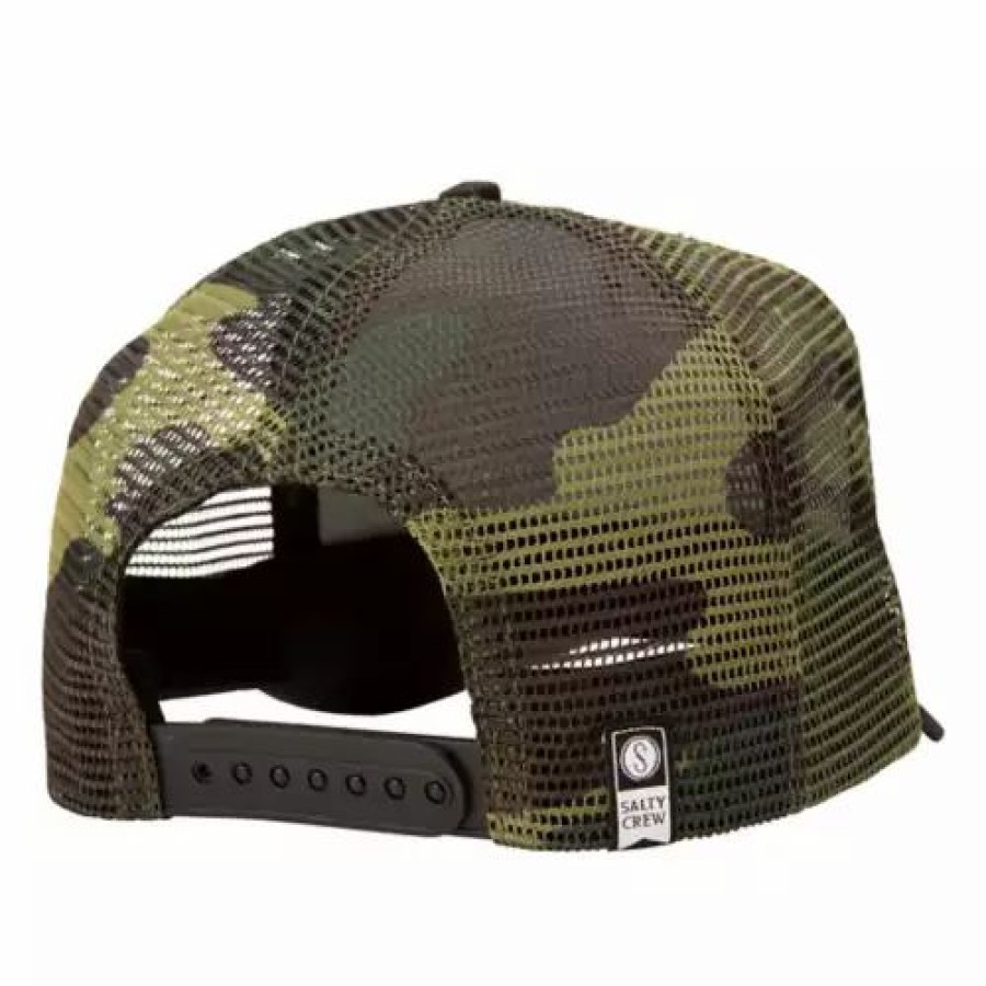 * Men'S Salty Crew Salt Crew Bigmouth Trucker Snapback Hat Black/Camo Hats & Caps