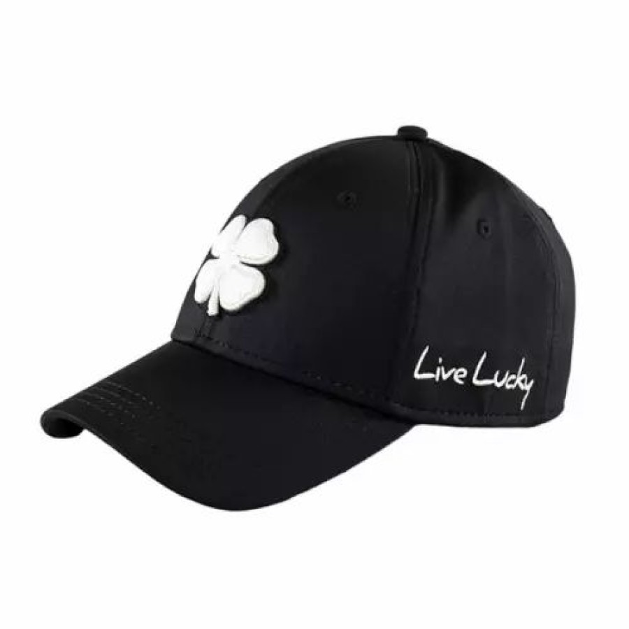 * Adult Clover Premium Clover 41 Golf Flexfit Hat Black Hats & Caps