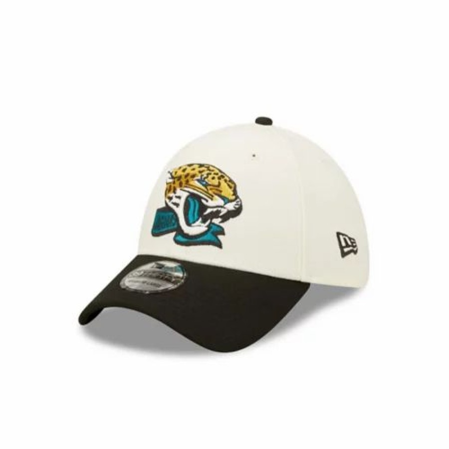 * New Era Jacksonville Jaguars 2022 Sideline 39Thirty Stretch Fit Hat Cream Nfl Hats & Caps