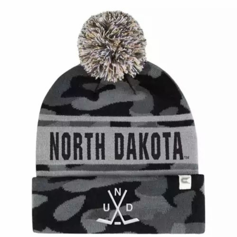 * Colosseum North Dakota Fighting Hawks Operation Hat Trick Alpine Beanie Grey College Hats & Caps